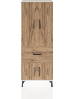 Arges Dolap 3 Raflı Tek Çekmeceli 4 Kapaklı 60X30X163 Aytaşı-Çam