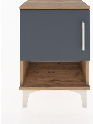 Arges Komodin 2 Raflı Tek Kapaklı 44X30X64 Çam-Antrasit