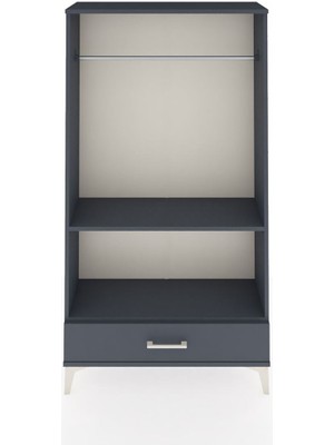 Arges Dolap 2 Raflı Tek Çekmeceli Tek Askılı 88X30X163 Antrasit-Antrasit