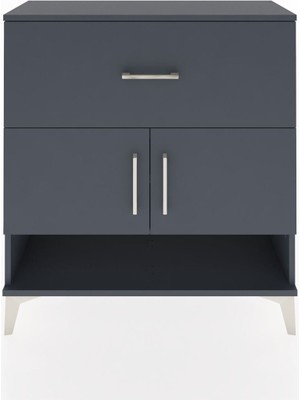 Arges Şifonyer 2 Raflı Tek Çekmeceli 2 Kapaklı 88X30X96 Antrasit-Antrasit