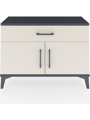 Arges Şifonyer Tek Raflı Tek Çekmeceli 2 Kapaklı 88X30X64 Antrasit-Aytaşı
