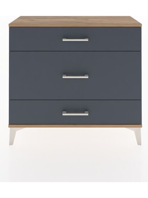 Arges Şifonyer 3 Çekmeceli 88X30X80 Çam-Antrasit