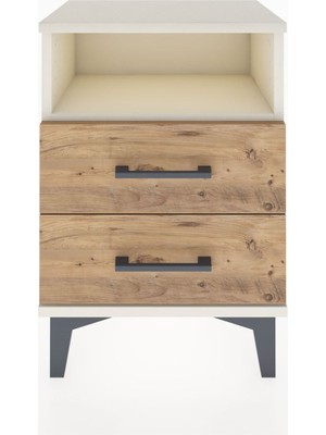 Arges Komodin Tek Raflı 2 Çekmeceli 44X30X64 Aytaşı-Çam