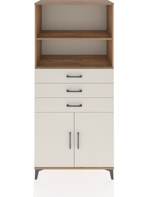 Hyperion Dolap 3 Raflı 3 Çekmeceli 2 Kapaklı 88X44X195 Çam-Aytaşı