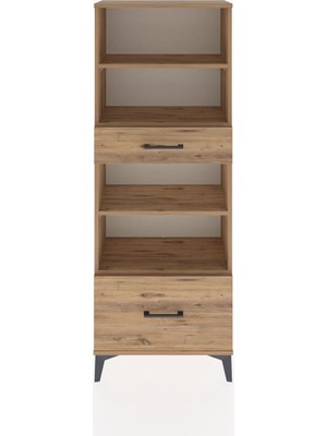 Arges Dolap 4 Raflı 2 Çekmeceli 60X30X163 Çam-Çam