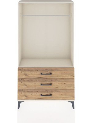 Arges Dolap Tek Raflı 3 Çekmeceli Tek Askılı 88X30X163 Aytaşı-Çam