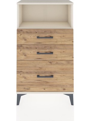 Arges Komodin Tek Raflı 3 Çekmeceli 60X30X106 Aytaşı-Çam