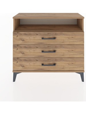 Arges Şifonyer Tek Raflı 3 Çekmeceli 88X30X80 Çam-Çam