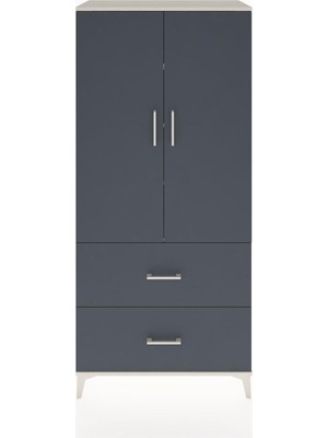 Hyperion Dolap 4 Raflı 2 Çekmeceli 2 Kapaklı 88X44X195 Aytaşı-Antrasit