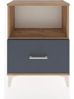 Arges Komodin Tek Raflı Tek Çekmeceli 60X30X80 Çam-Antrasit