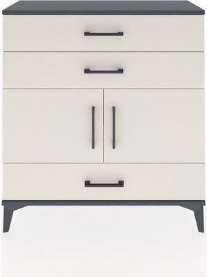 Arges Şifonyer 2 Raflı 3 Çekmeceli 2 Kapaklı 88X30X96 Antrasit-Aytaşı