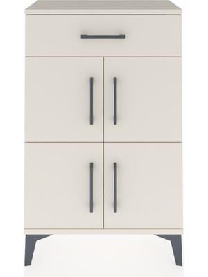 Arges Komodin Tek Raflı Tek Çekmeceli 4 Kapaklı 60X30X96 Aytaşı-Aytaşı