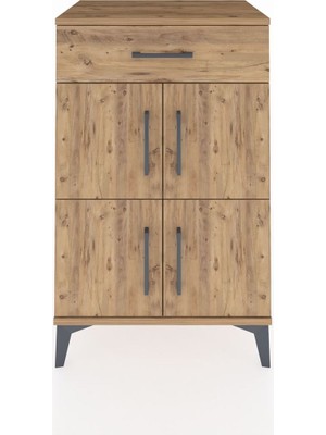 Hyperion Komodin Tek Raflı Tek Çekmeceli 4 Kapaklı 60X44X96 Çam-Çam