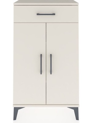 Arges Komodin 2 Raflı Tek Çekmeceli 2 Kapaklı 60X30X106 Aytaşı-Aytaşı