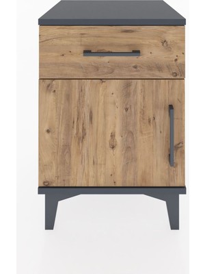 Hyperion Komodin Tek Çekmeceli Tek Kapaklı 44X44X64 Antrasit-Çam