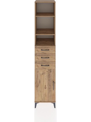 Hyperion Dolap 4 Raflı 3 Çekmeceli Tek Kapaklı 44X44X221 Çam-Çam