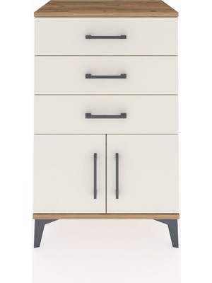 Hyperion Komodin 3 Çekmeceli 2 Kapaklı 60X44X96 Çam-Aytaşı