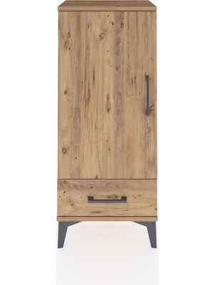 Arges Komodin 3 Raflı Tek Çekmeceli Tek Kapaklı 44X30X106 Çam-Çam