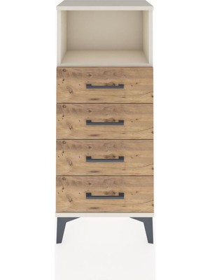 Arges Komodin Tek Raflı 4 Çekmeceli 44X30X106 Aytaşı-Çam