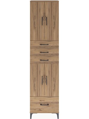 Arges Dolap 4 Raflı 4 Çekmeceli 4 Kapaklı 60X30X243 Çam-Çam