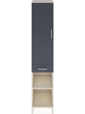 Hyperion Dolap 3 Raflı Tek Çekmeceli Tek Askılı 44X44X221 Aytaşı-Antrasit