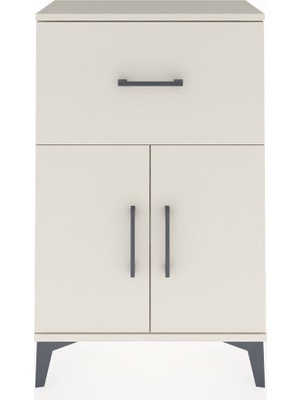 Arges Komodin Tek Raflı Tek Çekmeceli 2 Kapaklı 60X30X96 Aytaşı-Aytaşı