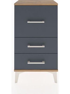 Arges Komodin 3 Çekmeceli 44X30X80 Çam-Antrasit