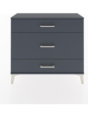 Arges Şifonyer 3 Çekmeceli 88X30X80 Antrasit-Antrasit