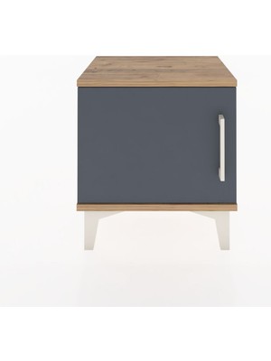 Arges Komodin Tek Raflı Tek Kapaklı 44X30X48 Çam-Antrasit