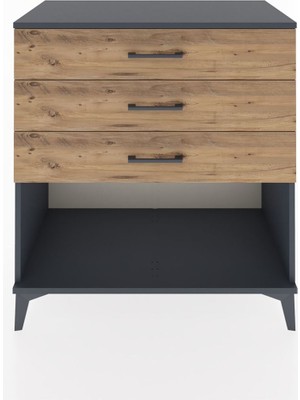 Hyperion Şifonyer 3 Çekmeceli 88X44X96 Antrasit-Çam