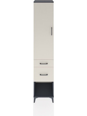 Hyperion Dolap 3 Raflı 2 Çekmeceli Tek Kapaklı 44X44X221 Antrasit-Aytaşı