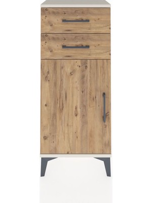 Arges Komodin Tek Raflı 2 Çekmeceli Tek Kapaklı 44X30X106 Aytaşı-Çam