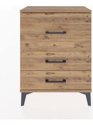 Arges Komodin 3 Çekmeceli 60X30X80 Çam-Çam