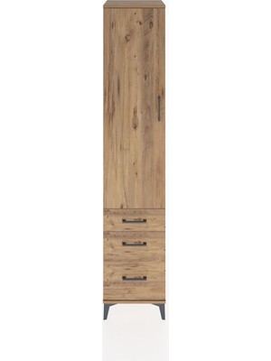 Hyperion Dolap 4 Raflı 3 Çekmeceli Tek Kapaklı 44X44X221 Çam-Çam