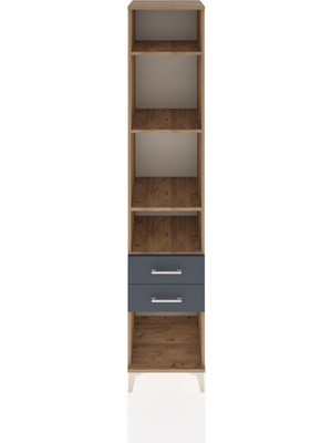 Hyperion Dolap 4 Raflı 2 Çekmeceli 44X44X221 Çam-Antrasit