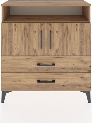 Arges Şifonyer 3 Raflı 2 Çekmeceli 2 Kapaklı 88X30X96 Çam-Çam