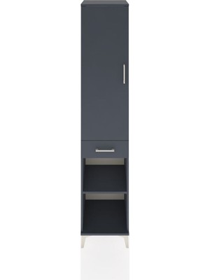 Hyperion Dolap 3 Raflı Tek Çekmeceli Tek Askılı 44X44X221 Antrasit-Antrasit