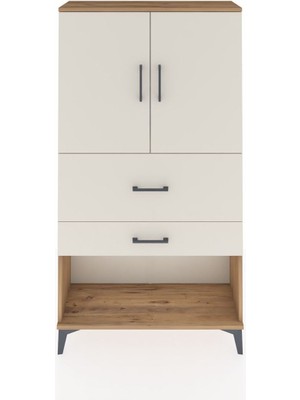 Arges Dolap 2 Raflı 2 Çekmeceli 2 Kapaklı 88X30X163 Çam-Aytaşı