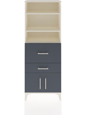 Arges Dolap 3 Raflı 2 Çekmeceli 2 Kapaklı 60X30X163 Aytaşı-Antrasit