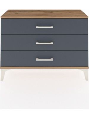 Arges Şifonyer 3 Çekmeceli 88X30X64 Çam-Antrasit