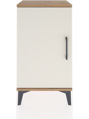 Arges Komodin 2 Raflı Tek Kapaklı 44X30X80 Çam-Aytaşı