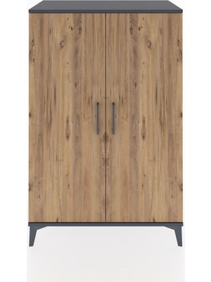 Hyperion Dolap 2 Kapaklı Tek Askılı 88X44X134 Antrasit-Çam