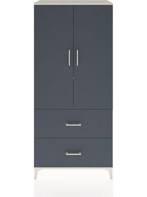 Hyperion Dolap 2 Raflı 2 Çekmeceli 2 Kapaklı 88X44X195 Aytaşı-Antrasit