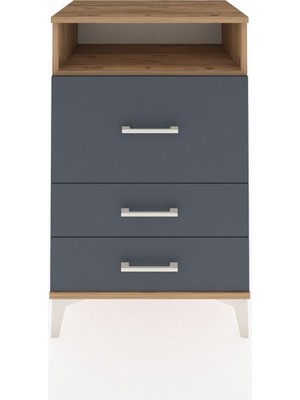 Hyperion Komodin Tek Raflı 3 Çekmeceli 60X44X96 Çam-Antrasit