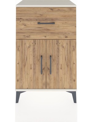 Hyperion Komodin Tek Raflı Tek Çekmeceli 2 Kapaklı 60X44X96 Aytaşı-Çam