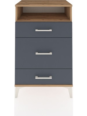 Hyperion Komodin Tek Raflı 3 Çekmeceli 60X44X96 Çam-Antrasit