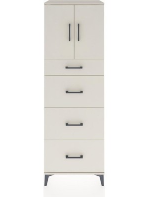 Hyperion Dolap Tek Raflı 4 Çekmeceli 2 Kapaklı 60X44X182 Aytaşı-Aytaşı