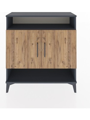 Arges Şifonyer 3 Raflı 2 Kapaklı 88X30X96 Antrasit-Çam