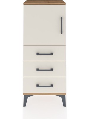 Arges Komodin 2 Raflı 3 Çekmeceli Tek Kapaklı 44X30X106 Çam-Aytaşı