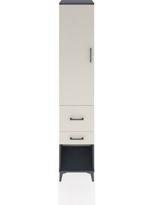 Hyperion Dolap 2 Raflı 2 Çekmeceli Tek Askılı 44X44X221 Antrasit-Aytaşı